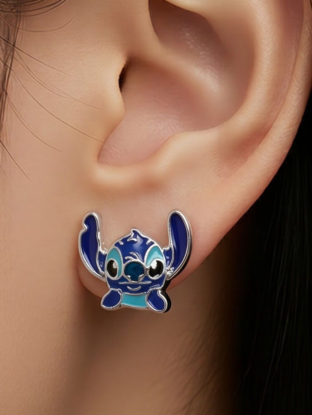 Disney Stitch Stud Earrings Lilo & Stitch Blue Enamel Kawaii Cute Fan Jewelry